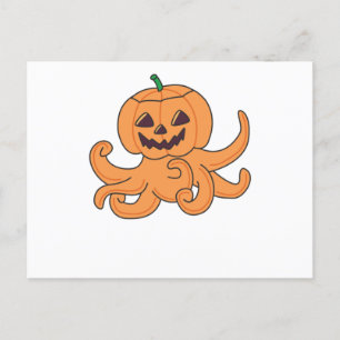Cartão Postal Octopus Na Pumpkin Orange Krak Octopus Halloween