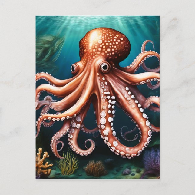 Cartão Postal Octopus Portrait Ocean (Frente)