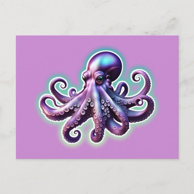 Cartão Postal Octopus púrpura (Frente)