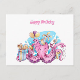 Cartão Postal Octopus Rosa bonito