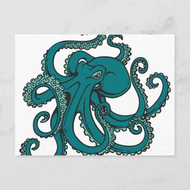Cartão Postal Octopus Teal (Frente)