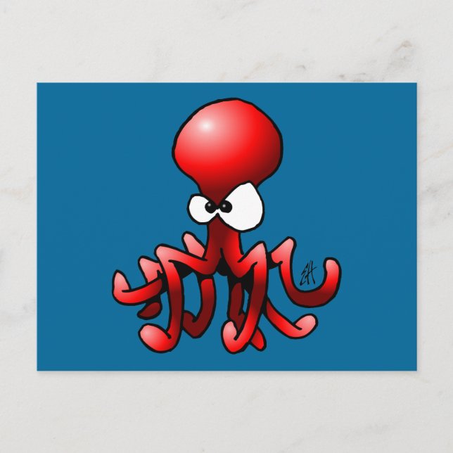 Cartão Postal Octopus vermelho (Frente)