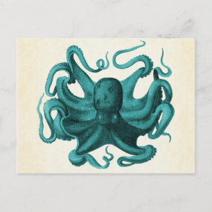 Cartão Postal Octopus Vintage