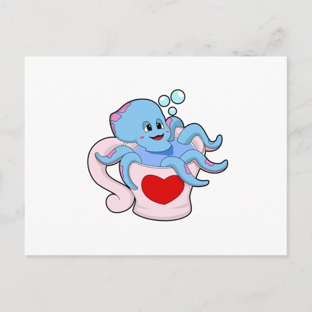 Cartão Postal Octopus with Heart Cup.PNG (Frente)