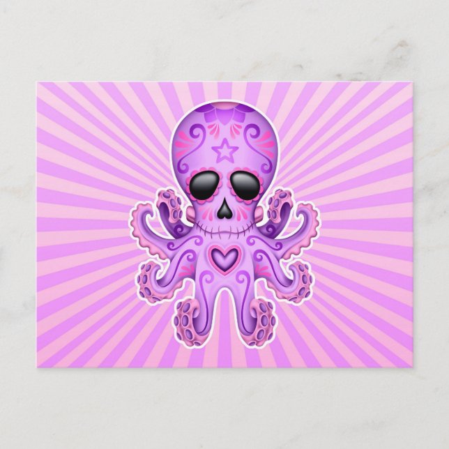 Cartão Postal Octopus Zombie - Púrpura (Frente)