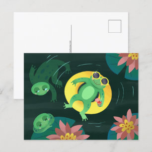 Cartão Postal Óculos Amarelos natações Sapos
