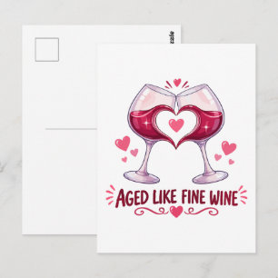 Cartão Postal Óculos de Coração Envelhecido Como Vinho Fino