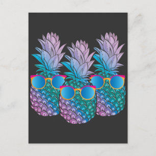 Cartão Postal Óculos de sol abacaxis retrô Disco jardinagem