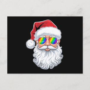 Cartão Postal Óculos de sol com rosto de Papai Noel gay Natal Xm