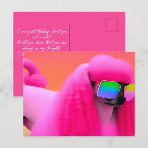 Cartão Postal Óculos de sol rosados e bonitos pensando em você
