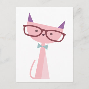 Cartão Postal Óculos de visto de Gatos Rosa