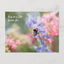 Cartão Postal "Ocupada como uma Abelhinha" Flores em Pastel Suav