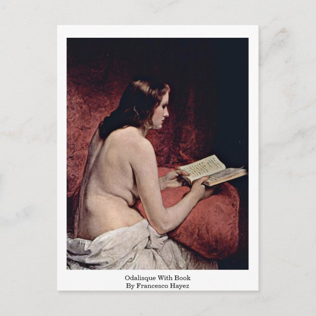 Cartão Postal Odalisque Com Livro De Francesco Hayez (Frente)