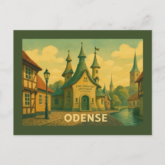 Cartão Postal Odense Dinamarca Literário (Frente)