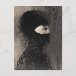 Cartão Postal Odilon Redon. Armadura. Cara de mulher escura. Sim