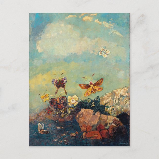 Cartão Postal Odilon Redon Butterflies Vintage Symbolismo Arte (Frente)