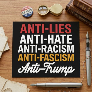 Cartão Postal Ódio Anti Trump Mentiras e Fascismo Resistir Anti 