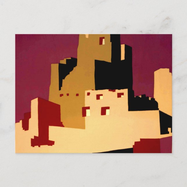 Cartão Postal Oeste do Sudoeste Pueblo WPA Nacional (Frente)