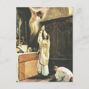 Cartão Postal Oferta de Missa Católica Padre Santo Religioso