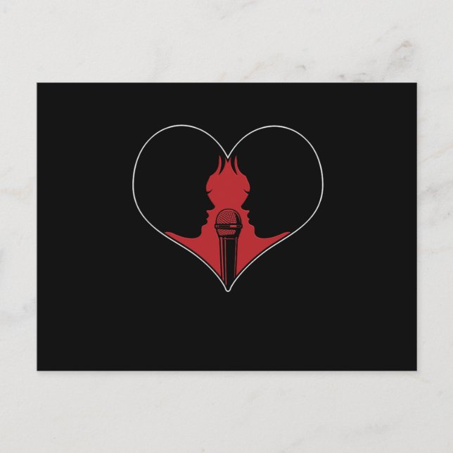 Cartão Postal Oferta De Música De Microfone Cardíaco Karaoke Due (Frente)