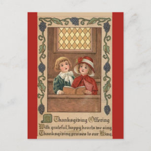 Cartão Postal Oferta de Oração da Igreja Vintage Ação de Graças