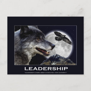 Cartão Postal Ofertas Motivacionais de Liderança Wolf e Raven