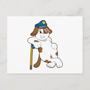 Cartão Postal Oficial de polícia cão Chapéu de polícia