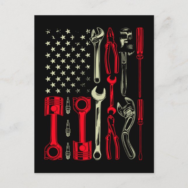 Cartão Postal Oficina Mecânica Patriótica Mecânicos Americanos E (Frente)