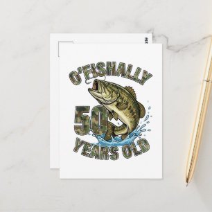 Cartão Postal OFishally 50 Anos de Idade Amante da Pesca Anivers