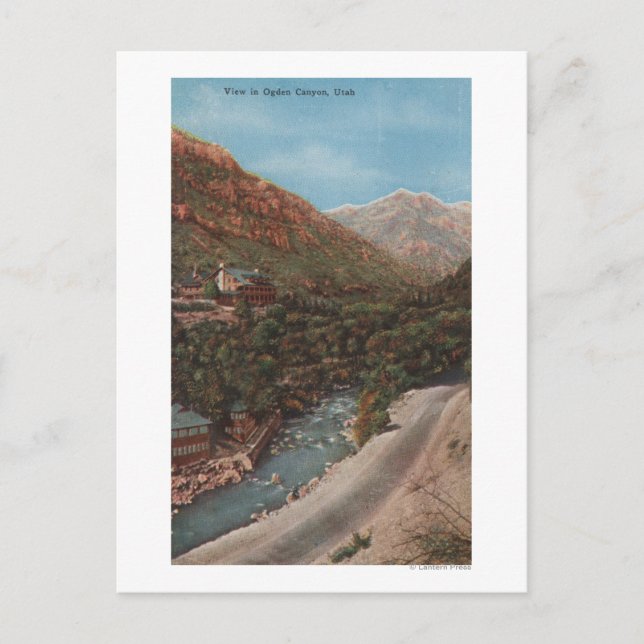 Cartão Postal Ogden, Utah - Ogden Canyon View & River (Frente)