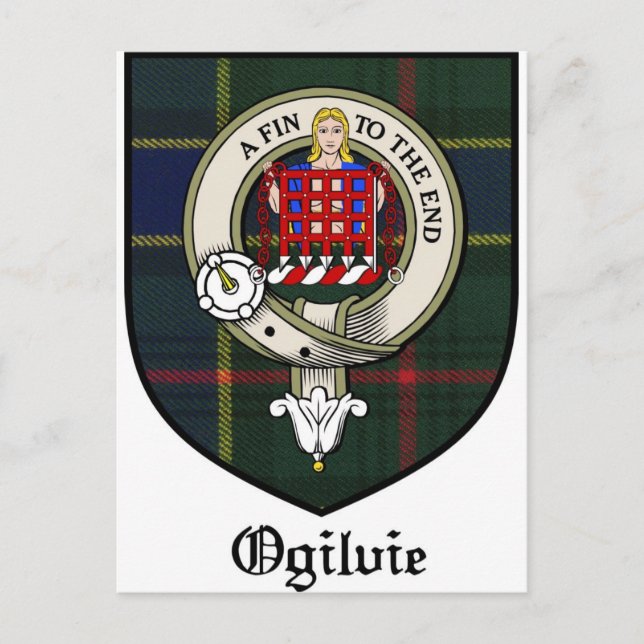 Cartão Postal Ogilvie Clan Crest Crachá Tartan (Frente)