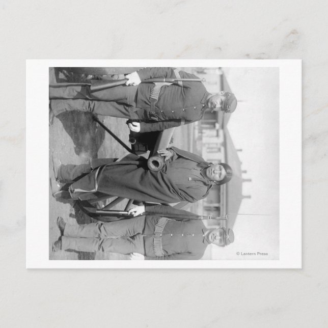 Cartão Postal Oglala Indian Plmuito Horses com 2 Soldados Branco (Frente)