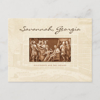 Cartão Postal Oglethorpe e os índios