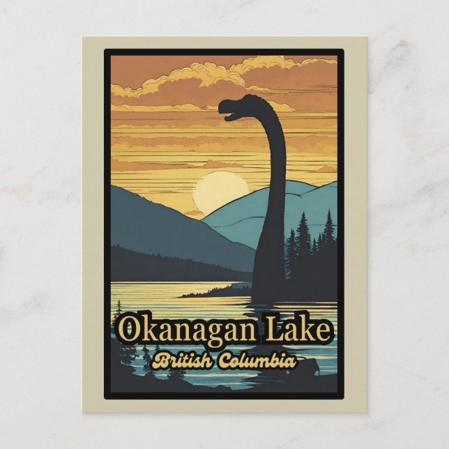 Cartão Postal Ogopogo, o lago de Okanagan Monster, 70s (Frente)