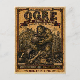Cartão Postal Ogro, Monstro de Circo Vintage