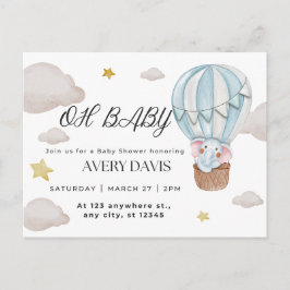 Cartão Postal oh baby, elefante, azul