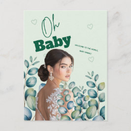 Cartão Postal Oh Baby Folhas de Eucalipto  Chá de Bebê