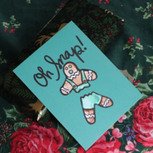 Cartão Postal Oh Bolo Gingerpão Homem Arte Humor de Natal