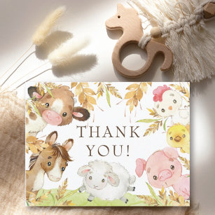 Cartão Postal Oh, Chá de fraldas De Animais De Criança Obrigado