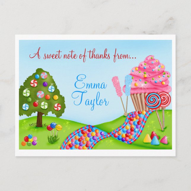 Cartão Postal Oh Doce Terra Doce Cupcakes e Pirulitos (Frente)