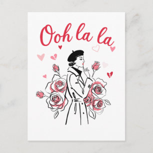 Cartão Postal Oh La La Garota Parisiense – Estética Francesa Rom