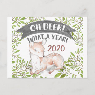 Cartão Postal Oh Veado Que Engraçado Ano 2020 Woodland Natal
