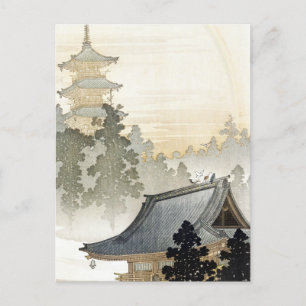 Cartão Postal Ohara Koson Pagoda e Poster do arco-íris