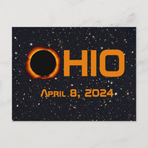 Cartão Postal Ohio 2024 Eclipse Solar Total