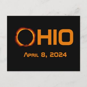 Cartão Postal Ohio 2024 Eclipse Solar Total