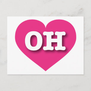 Cartão Postal Ohio Hot Pink Heart - Eu amo OH