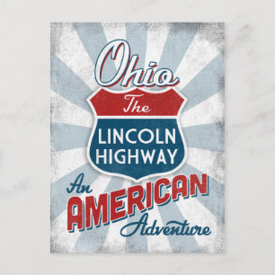 Cartão Postal Ohio Lincoln Highway Vintage America