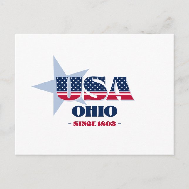 Cartão Postal Ohio no Red, White e Blue Postcard (Frente)