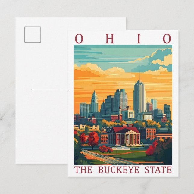 Cartão Postal Ohio, o Estado de Buckeye, EUA, Viagem Place (Frente/Verso)