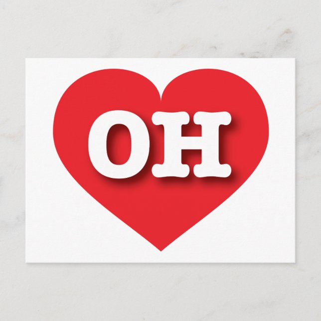 Cartão Postal Ohio Red Heart - Eu amo OH (Frente)